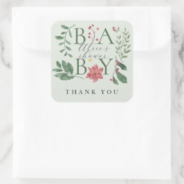 冬の花のベビーシャワーのお礼 スクエアシール