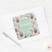 冬の花の動物のクリスマスパターン スクエアシール (封筒)