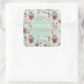 冬の花の動物のクリスマスパターン スクエアシール (バッグ)