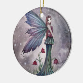 冬の花の妖精ファンタジーアート セラミックオーナメント (左)