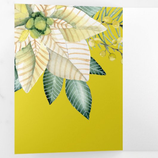 冬の花の平和と喜びクリスマスエレガント 三つ折りクリスマスカード (内部最初)