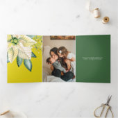 冬の花の平和と喜びクリスマスエレガント 三つ折りクリスマスカード (内部)