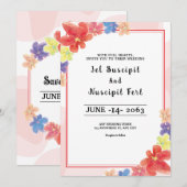 冬の花の誕生日パーティーカードデザインテンプレート 招待状 (正面/裏面)