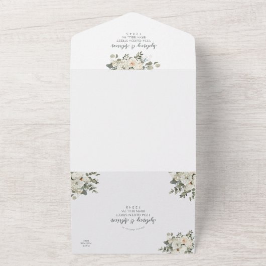 冬の花をモチーフにしたオールインワンの結婚式招待状 オールインワン招待状 (外側)