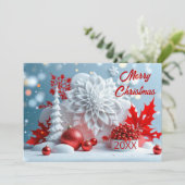 冬の花をモチーフにした繊細なデザイン 招待状 (スタンド正面)