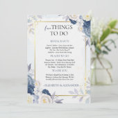 冬の花を添えたウェディング ウェルカムレター & アイティナリー 招待状 (スタンド正面)