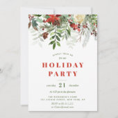 冬の花を飾ったクリスマスホリデーパーティー 招待状 (正面)