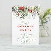 冬の花を飾ったクリスマスホリデーパーティー 招待状 (スタンド正面)