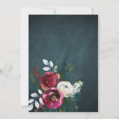 冬の花を飾った上品なバーガンディーの卒業パーティー 招待状 (裏面)