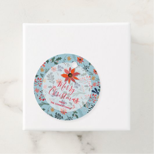 冬の花エレガントのホリデークリスマスラウンド フェイバータグ (インサイチュ)