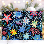 冬の花カラフル柄のクリスマス シーズンカード