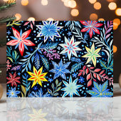冬の花カラフル柄のクリスマス シーズンカード