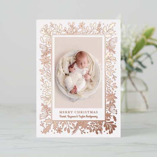 冬の花クリスマスフォト 箔シーズンカード (立ち正面)