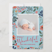 冬の花クリスマス写真誕生のお知らせ シーズンカード (正面)