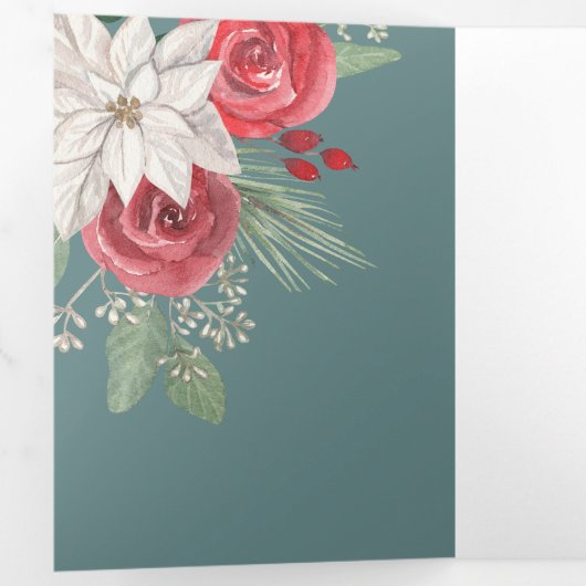 冬の花ジョユーノールクリスマスエレガント 三つ折りクリスマスカード (内部最初)