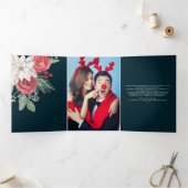 冬の花ジョユーノールクリスマスエレガント 三つ折りクリスマスカード (内部)