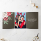 冬の花ジョユーノールクリスマスエレガント 三つ折りクリスマスカード (内部)