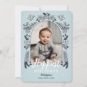 冬の花フォトアーチかわいいホリデーカード シーズンカード (正面)