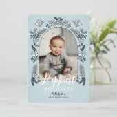 冬の花フォトアーチかわいいホリデーカード シーズンカード (スタンド正面)