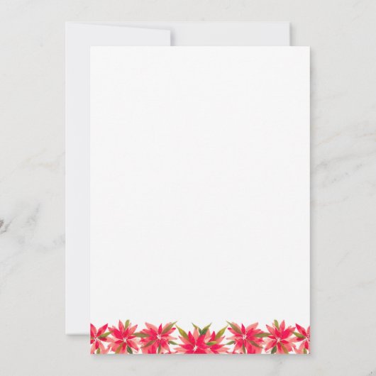 冬の花ポインセチア結婚式の日付を保存 セーブザデート (裏面)