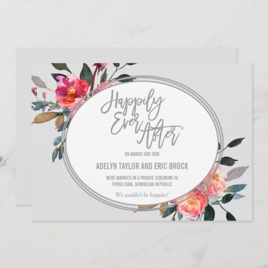 冬の花リースの駆け落ち発表 案内状 (正面/裏面)