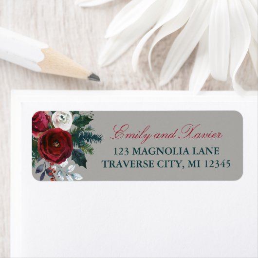 冬の花卉 ホリデー クリスマス 12月 住所 ラベル (インサイチュ)