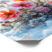 冬の花咲く雪景色 – やさしい花の静寂 ポスター (角)