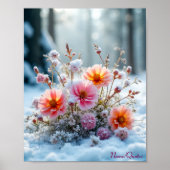 冬の花咲く雪景色 – やさしい花の静寂 ポスター (正面)