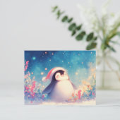 冬の花園のクリスマスペンギン ポストカード (スタンド正面)
