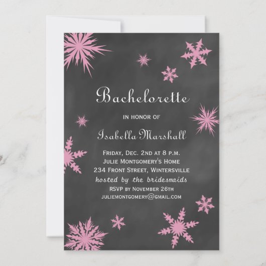 冬の花嫁の最後の夜の乾杯の時間 招待状 (裏面)