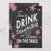 冬の花嫁の最後の夜の乾杯の時間 招待状 (正面/裏面)