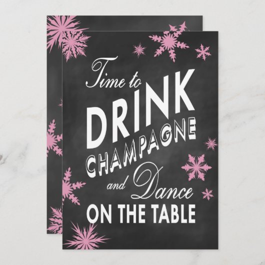 冬の花嫁の最後の夜の乾杯の時間 招待状 (正面/裏面)