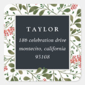 冬の花束 |休日の差出人住所 スクエアシール (正面)