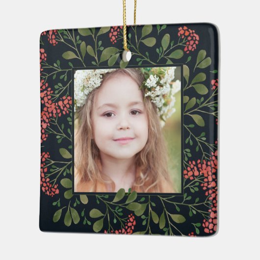 冬の花束 |写真エレガントパーソナライズされた セラミックオーナメント (左)