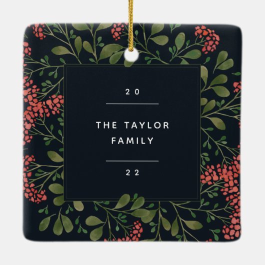 冬の花束 |写真エレガントパーソナライズされた セラミックオーナメント (裏面)