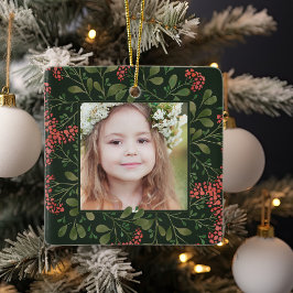 冬の花束 |写真エレガントパーソナライズされた セラミックオーナメント