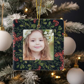 冬の花束 |写真エレガントパーソナライズされた セラミックオーナメント