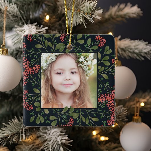 冬の花束 |写真エレガントパーソナライズされた セラミックオーナメント