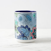 冬の花柄のマグ ツートーンマグカップ (中央)