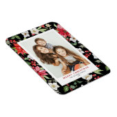 冬の花柄ブラッククリスマスフォト マグネット (右側)