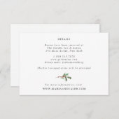 冬の花模様とエバ結婚ーグリーンの詳細カード 招待状 (正面/裏面)