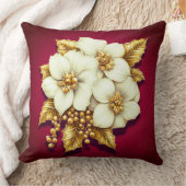 冬の花模様のアニバーサリー・ピロー クッション (ブランケット)