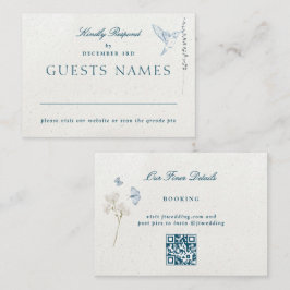 冬の花模様クラシック結婚のQRコードRSVP ノートカード