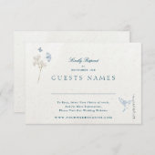 冬の花模様クラシック結婚のQRコードRSVP 招待状 (正面/裏面)