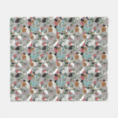 冬の花模様グレーブラックレッド フリースブランケット (正面(横))