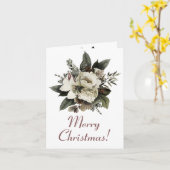 冬の花模様針葉樹クリスマスホリデー カード (黄色い花)