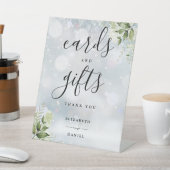 冬の花緑のカードとギフト 台座サイン (インサイチュ)