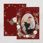 冬の花輪の写真　ハッピー ホリデー カード (正面/裏面)