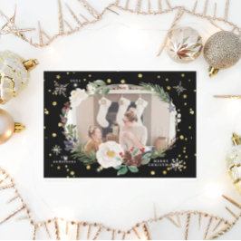 冬の花輪の写真　ハッピー ホリデー カード