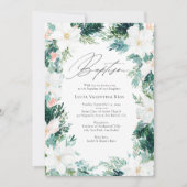 冬の花 エレガントなリース ポインセチア 洗礼 招待状 (正面)